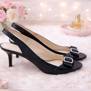 Coach Black Slingback Heels Size 8 Buckle Dress Shoes